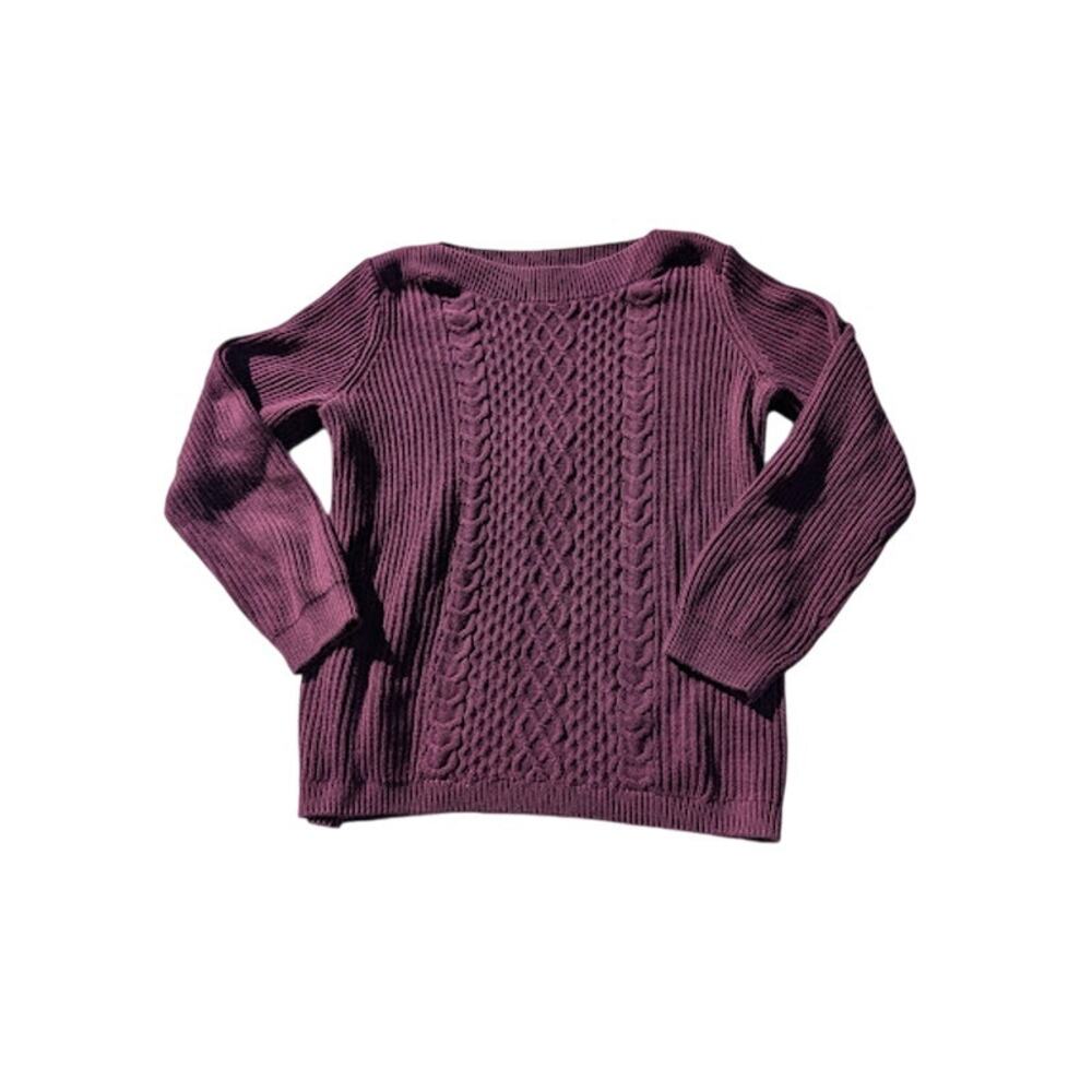 Tommy Hilfiger woman's Boat-neck Cable Knit Cate sweater, purple XL